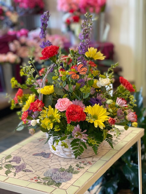 Spring basket filled with all the bright colors of the season