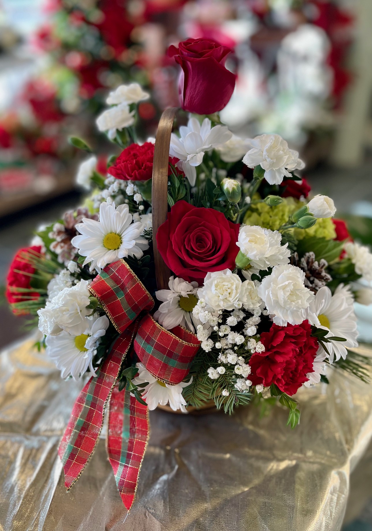 Christmas Special - Beautiful basket filled with seasonal flowers sure to bring holiday joy